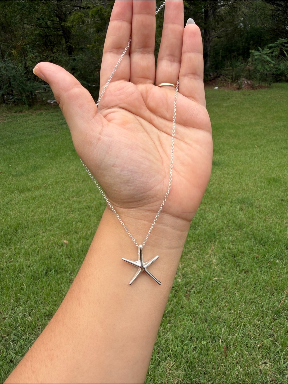 925 Sterling Silver Starfish Pendant Necklace